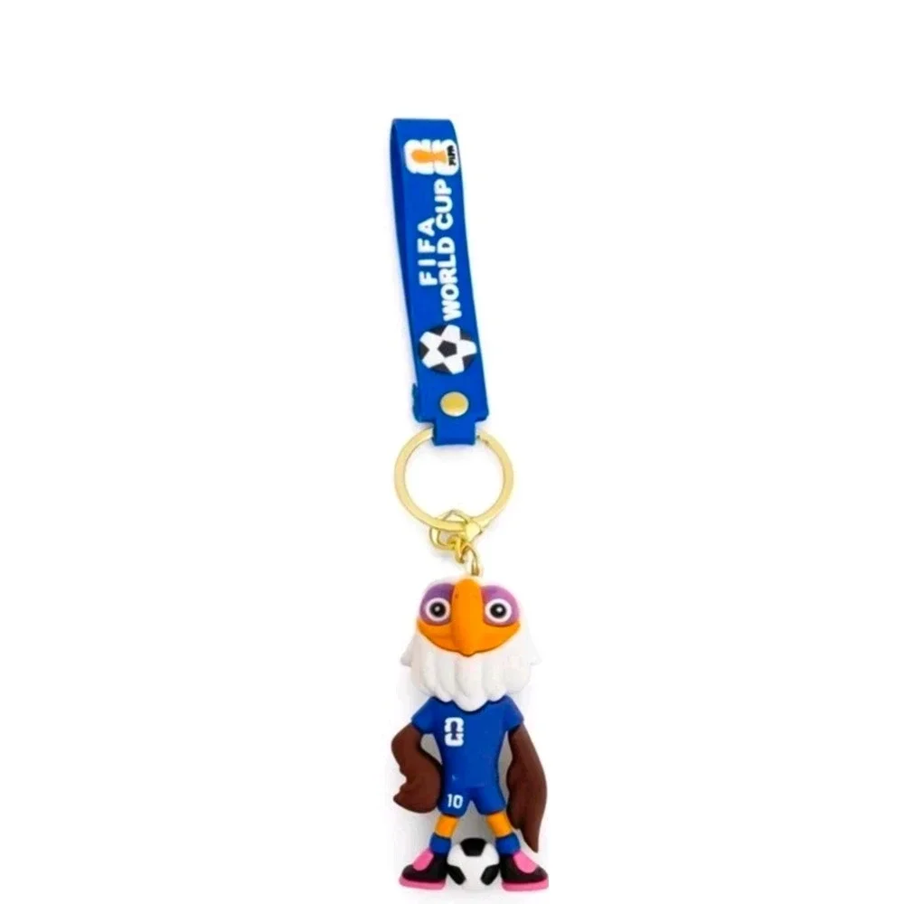 2026 World Cup Cartoon Mascot 4 Keychain Soccer Trophy Cute Animal Gift Fans